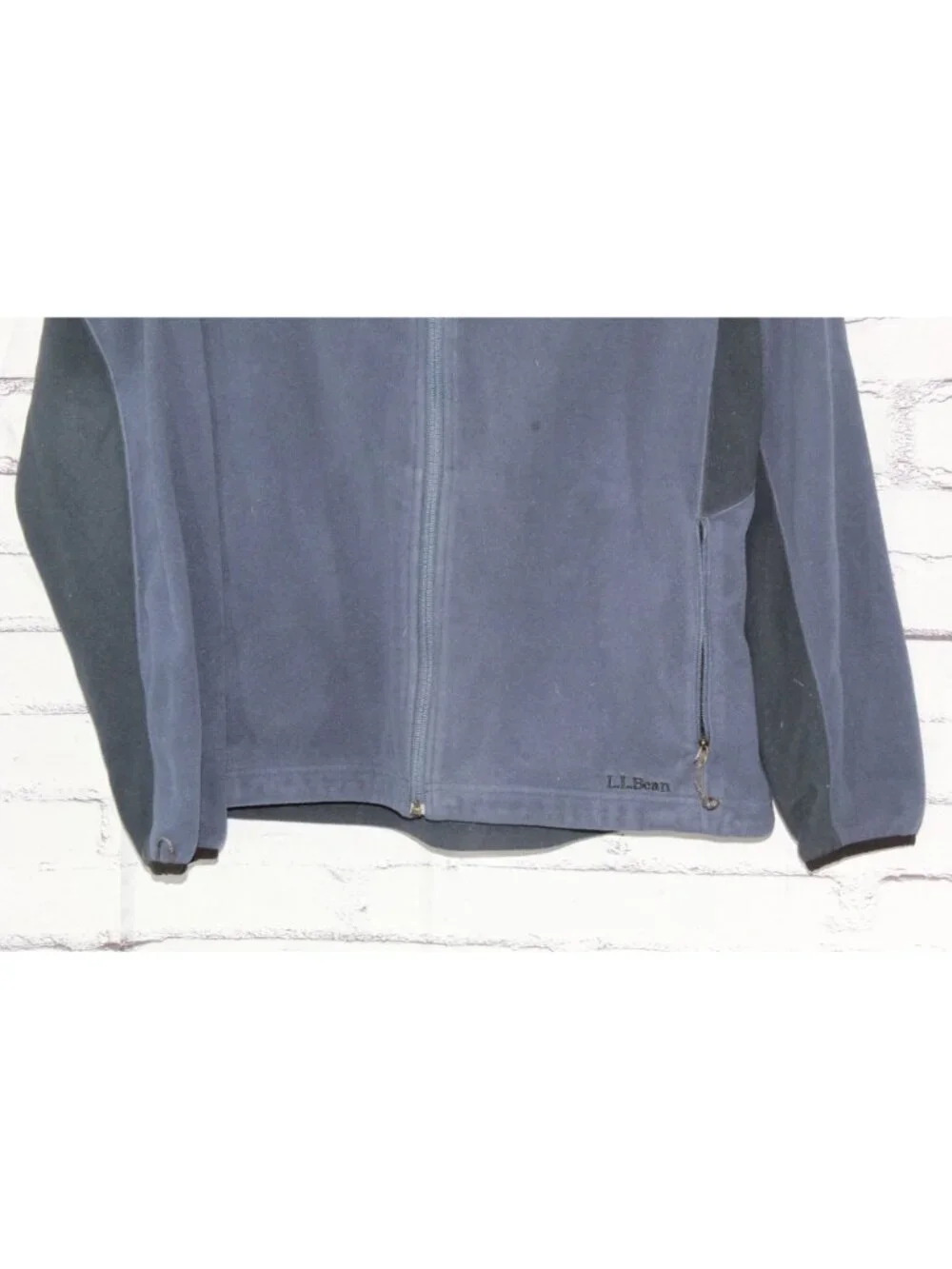 LL Bean Polartec Fleece Jacket Blue Black Full Zip Outdoor Size Large